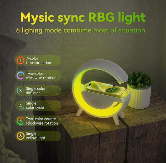 3-in-1 G-Shape LED Bluetooth Speaker & Wireless Fast Charger