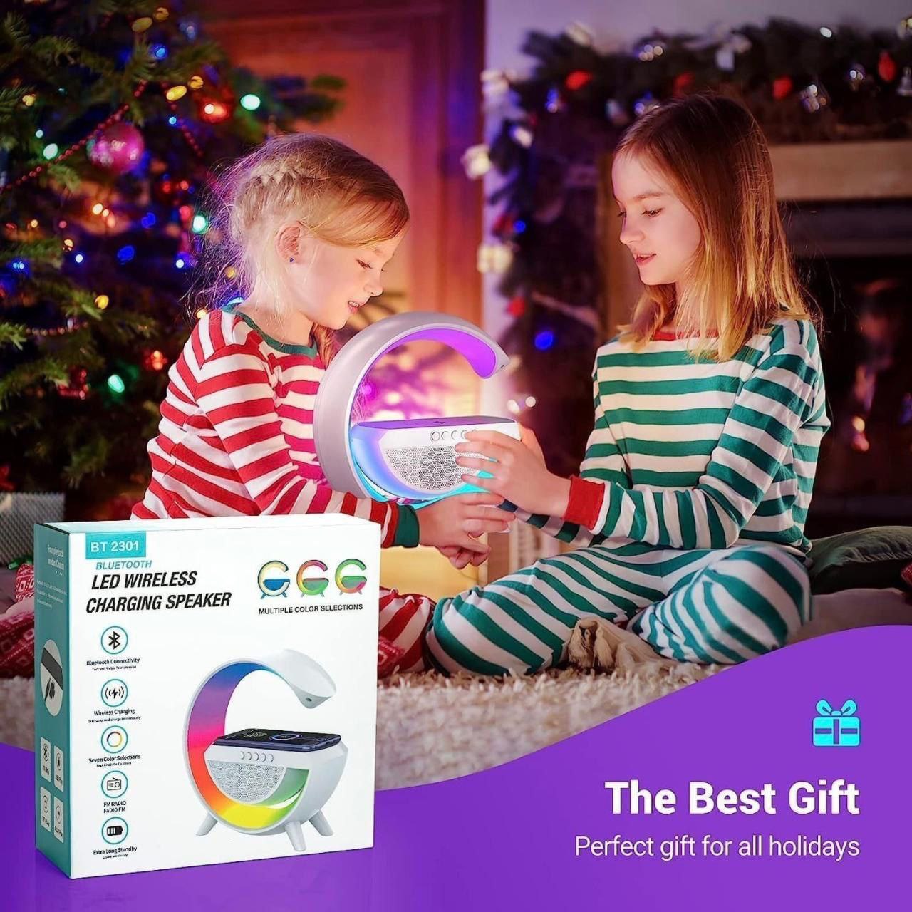 3-in-1 G-Shape LED Bluetooth Speaker & Wireless Fast Charger